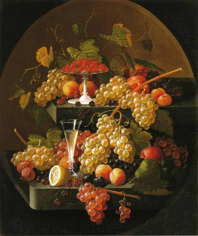 Severin Roesen Fruit and Wine Glass Norge oil painting art